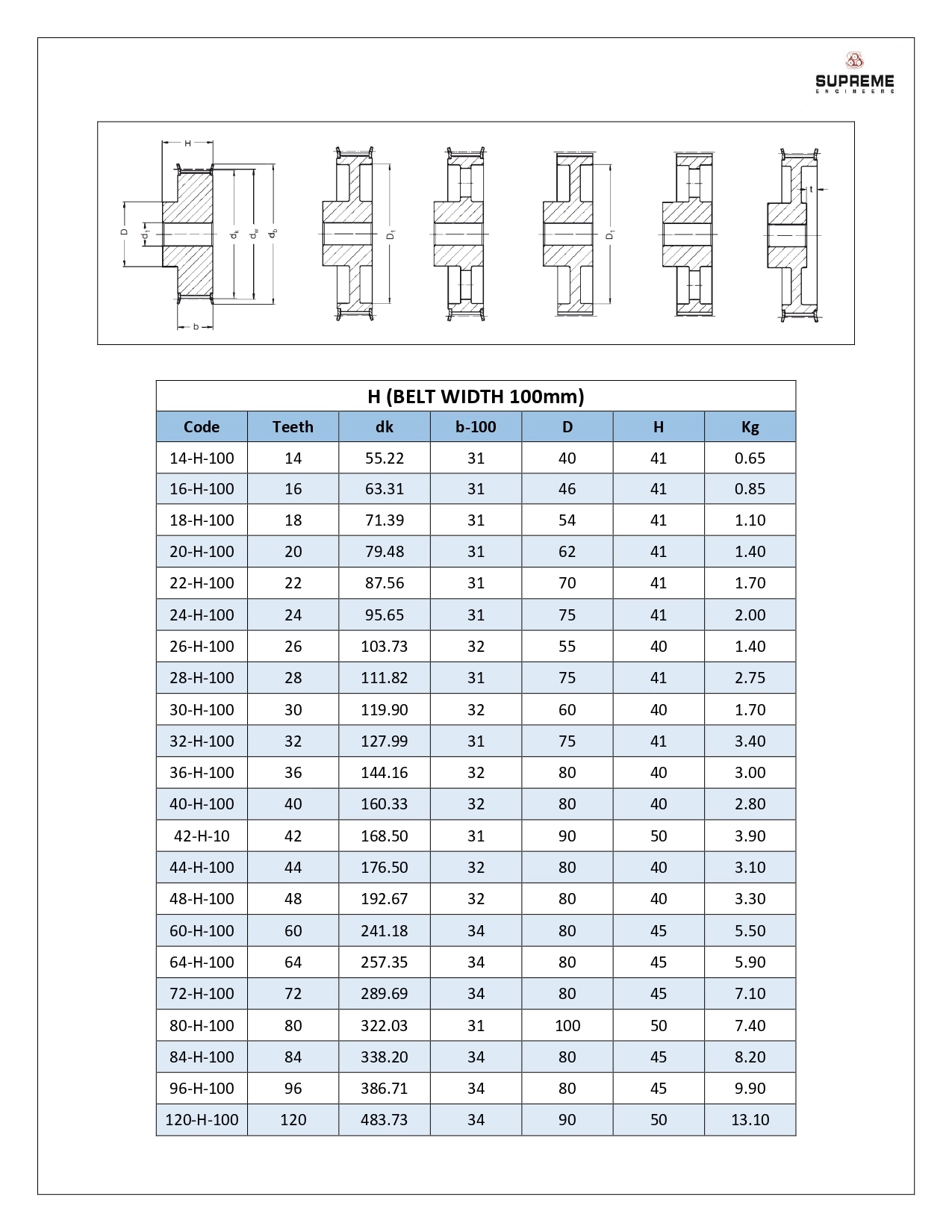 H Width 100mm